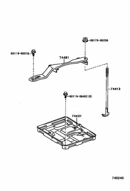 TOYOTA SUPRA JZA80 MK4 93-98 Genuine Battery Tray & Hold & Clamp & Nut Set OEM