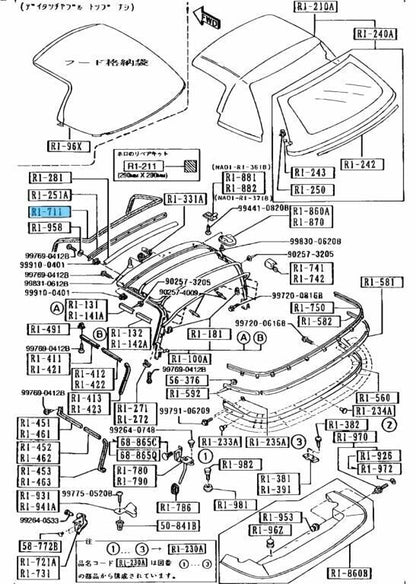 MAZDA MX-5 MIATA NA8C 90-97 Genuine Front Header Weather Strip NA01-R1-711B OEM