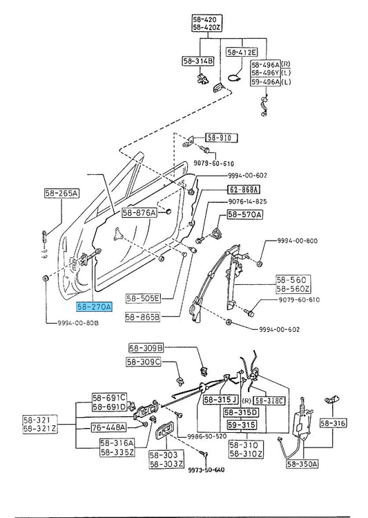 MAZDA RX-7 FC3C FC3S 1986-1991 Genuine Door Checker FB01-58-270B RH or LH OEM