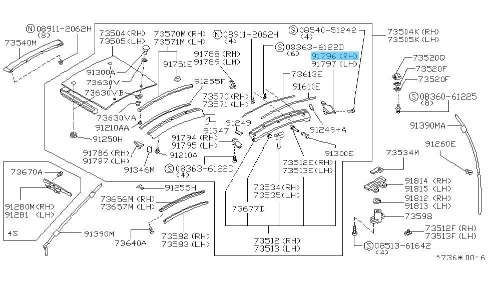 NISSAN 300ZX Z32 '90-96 Genuine Rear Moulding End Seal RH For 4 SEATER T-TOP OEM