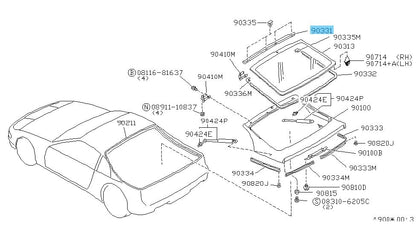 NISSAN 300ZX Z32 2+0 90-96 Genuine Rear Hatch Glass Moulding Top 90352-30P00 OEM