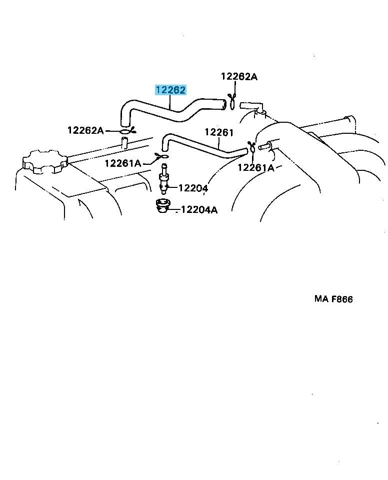 TOYOTA LAND CRUISER FZJ80 94-97 Genuine Ventilation Hose NO.2 12262-66021 OEM