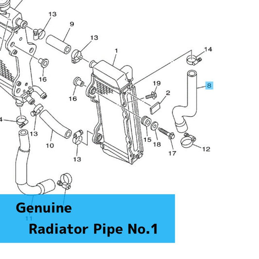 YAMAHA YZ125 '05-25 YZ125X '20-25 Genuine Radiator Pipe No.1 1C3-12481-00-00 OEM