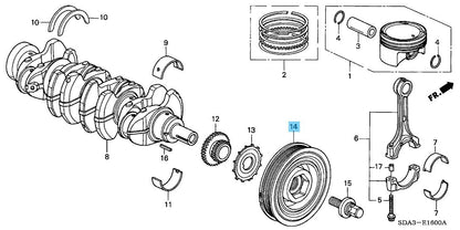 HONDA CR-V RD4 RD5 2002-2006 Genuine Crankshaft Pulley 13810-RRA-A02 OEM