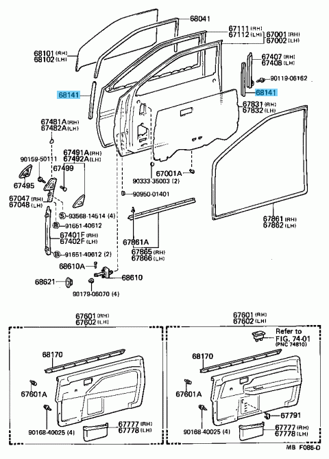 TOYOTA LEVIN TRUENO AE86 Genuine Front Door Glass Run RH & LH 68143-12070 x4 OEM