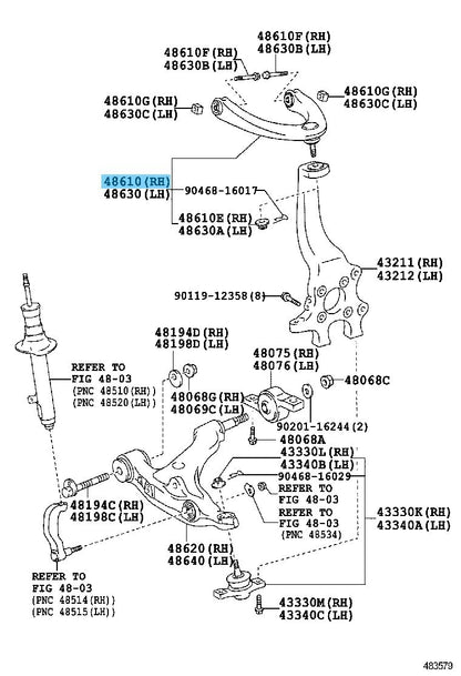 LEXUS GS350 GRL15/16 '13-20 Genuine Front Suspension Arm Upper  RH or LH For AWD