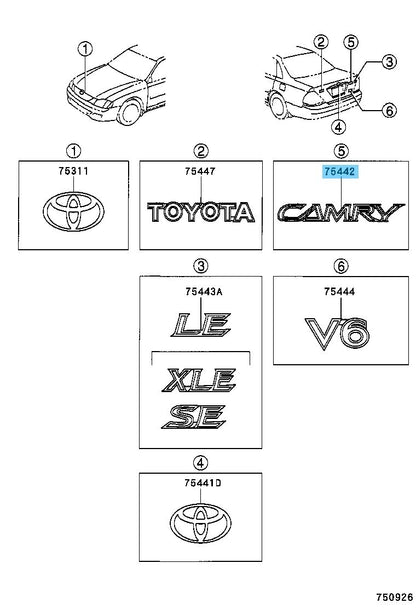 TOYOTA CAMRY MCV30 02-06 Genuine Luggage Door Name Emblem "CAMRY" 75442-3320 OEM