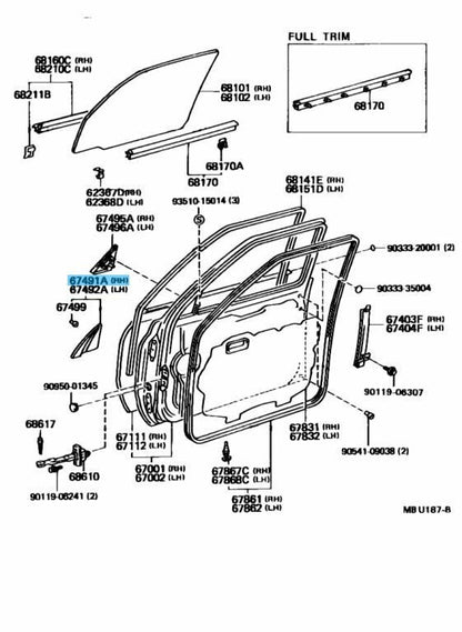 TOYOTA LAND CRUISER 91-97 Genuine Front Door Lower Frame Bracket Garnish RH OEM