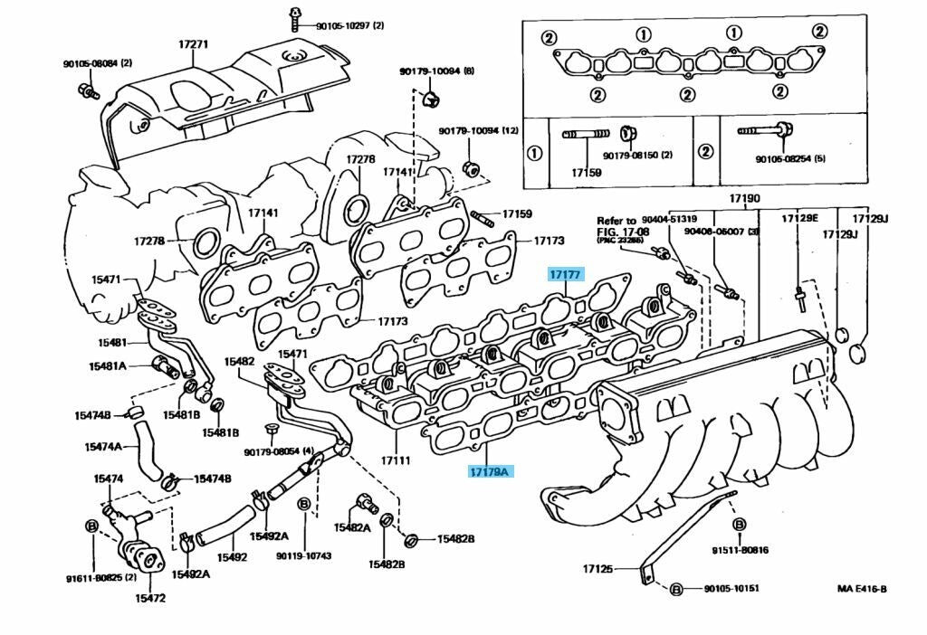 TOYOTA 1JZ-GTE Genuine VVTi  Intake Manifold Gasket To Head No1 & No2 Set OEM