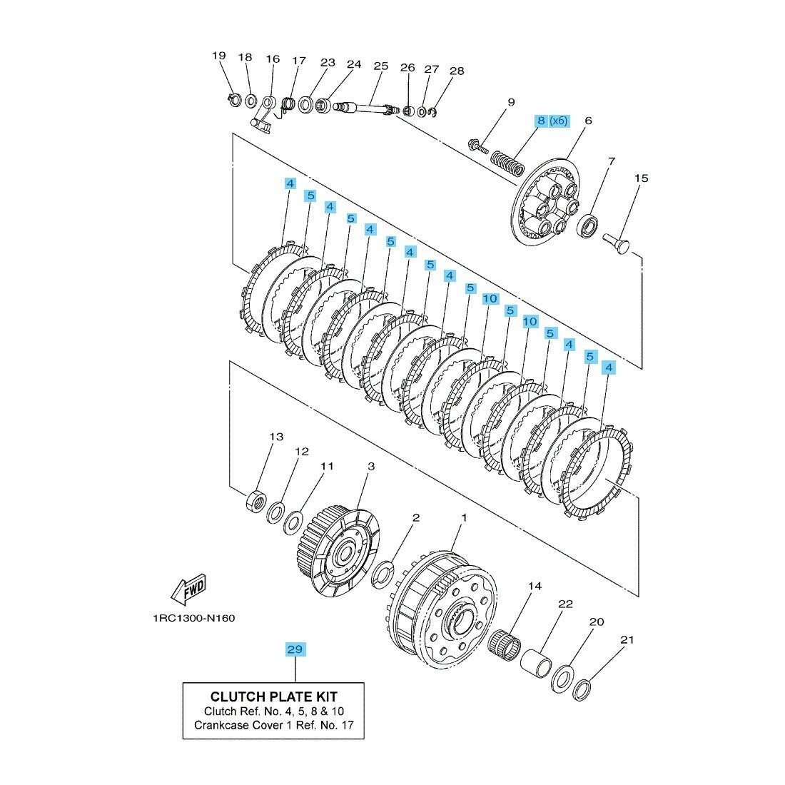 YAMAHA FZ09 2014-2015 Genuine Clutch Plate Kit 1RC-W001G-00-00 OEM