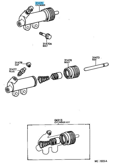 TOYOTA SUPRA MA70L 91-93 Genuine Clutch Release Cylinder Assy 31470-22140 OEM