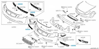 NISSAN INFINITI G37 #V36 HV36 08-10 Genuine Bumper Finish Panel RH & LH Set OEM
