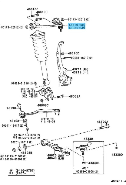 LEXUS LS400 UCF20 1995-2000 Genuine Front Suspension Upper Arm RH & LH set