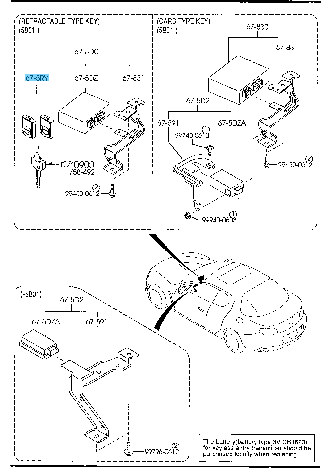MAZDA MX-5 NC RX-8 SE 06-11 Genuine  Keyless Entry Transmitter NFY7-67-5RYB OEM