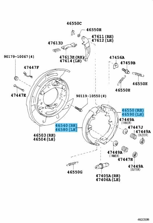 TOYOTA RAV4 ACA2# 2004-2005 Genuine Parking Brake Shoe RH & LH Set OEM