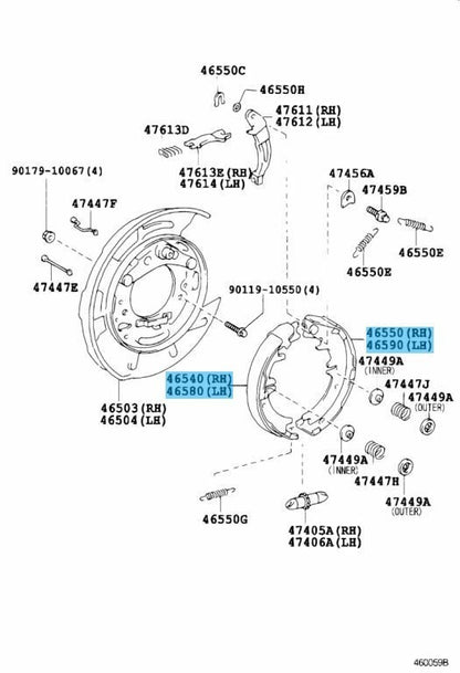 TOYOTA RAV4 ACA2# 2004-2005 Genuine Parking Brake Shoe RH & LH Set OEM