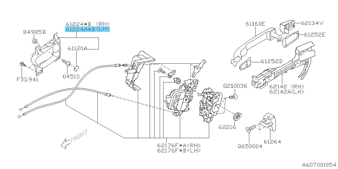 SUBARU IMPREZA GH8 2008-2009 Genuine Front or Rear Interior Door Handle LH OEM