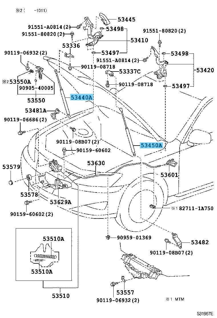 LEXUS IS350 GSE20 GSE25 2006-2015 Genuine Hood Support Assembly RL & LH set OEM