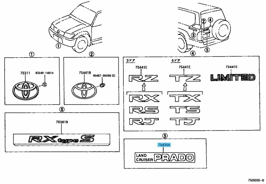 TOYOTA LAND CRUISER PRADO KDJ9# KZJ9# Genuine Back Door Emblem 75435-60050 OEM