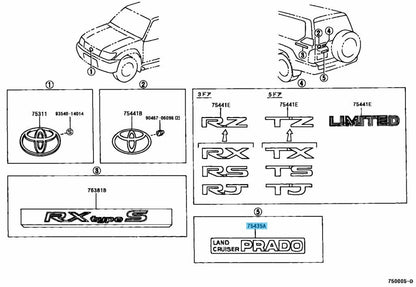 TOYOTA LAND CRUISER PRADO KDJ9# KZJ9# Genuine Back Door Emblem 75435-60050 OEM