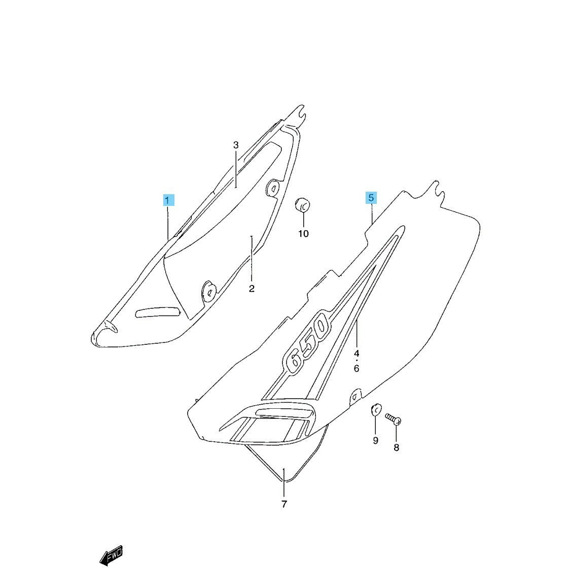 SUZUKI DR650SE '00-01 '08-09 2011 2017 2019 '22-23 Genuine Frame Cover R & L Set