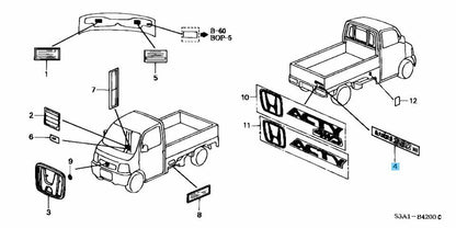 HONDA ACTY TRUCK HA# Genuine Maximum Load Capacity 350kg Sticker 75747-SJ6-000ZE