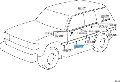 TOYOTA LAND CRUISER FZJ80 '95-97 Genuine Fr/Door Outside Moulding RH & LH Set