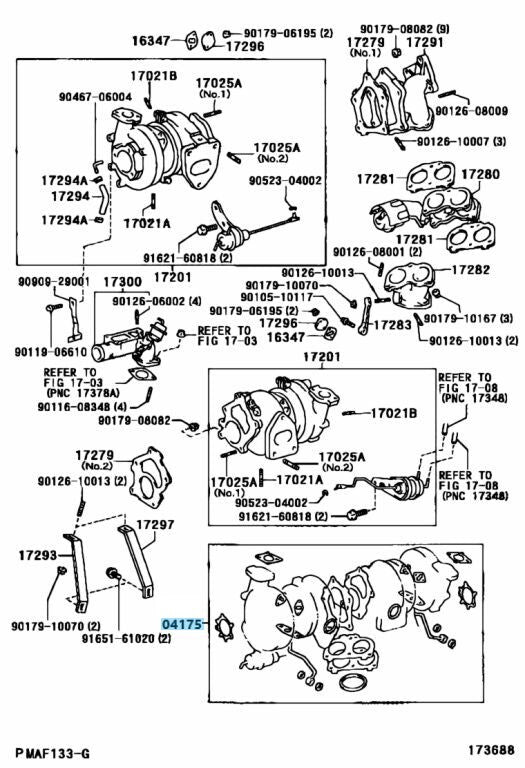 TOYOTA SUPRA JZA80 ARISTO JZS147 161 Genuine 2JZ-GTE Turbocharger Gasket Kit OEM