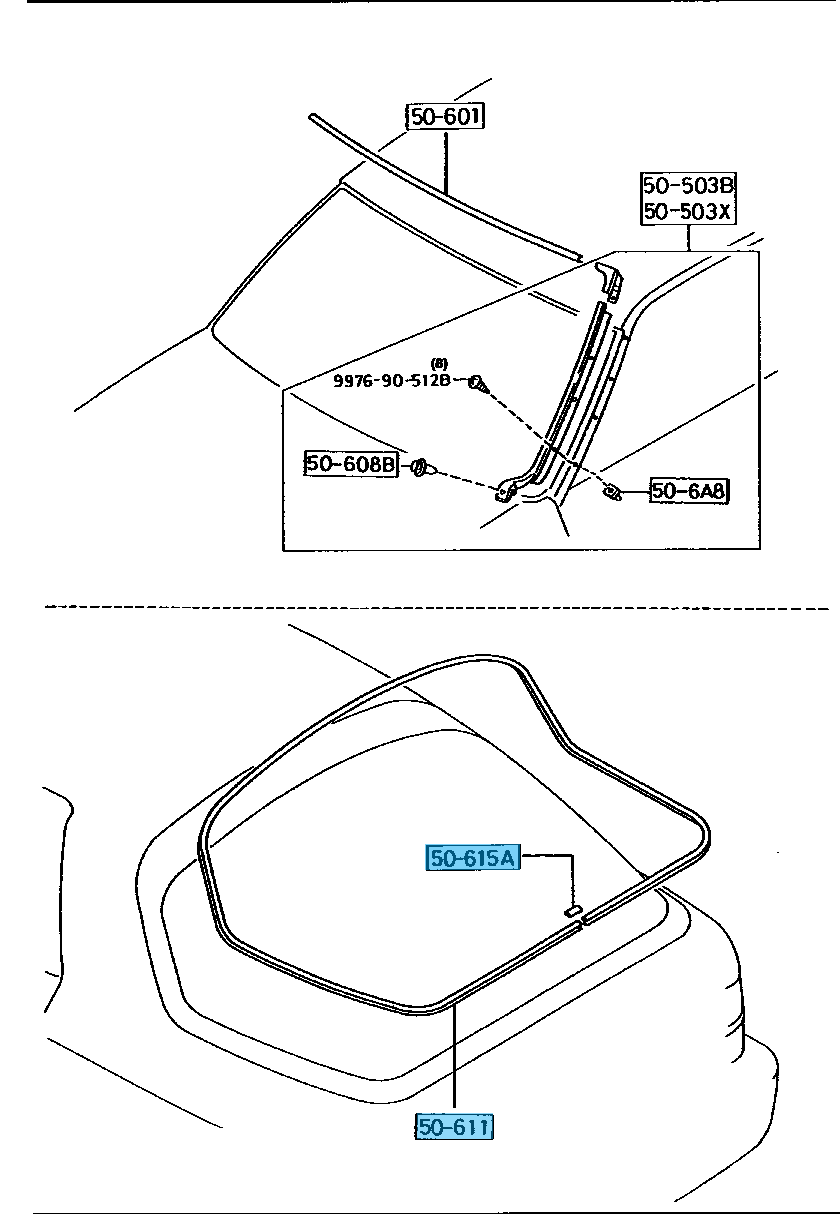 MAZDA RX-7 FC3S 1986-1991 Genuine Rear Glass Windshield Molding & Joint Set OEM