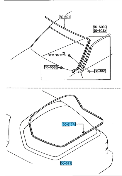MAZDA RX-7 FC3S 1986-1991 Genuine Rear Glass Windshield Molding & Joint Set OEM