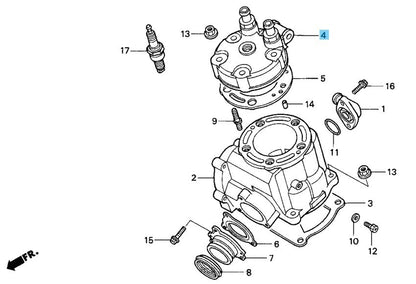 HONDA CR125R 2000-2001 Genuine Cylinder Head 12200-KZ4-A90 OEM