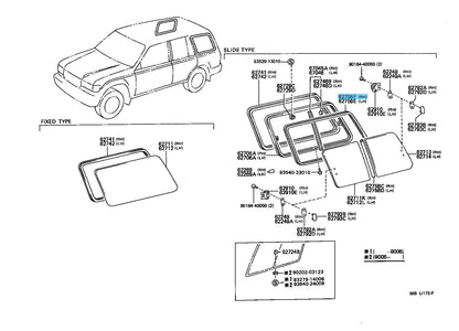 TOYOTA LAND CRUISER HDJ80 '91-97 Genuine Quarter Window Run RH 62755-60010 OEM