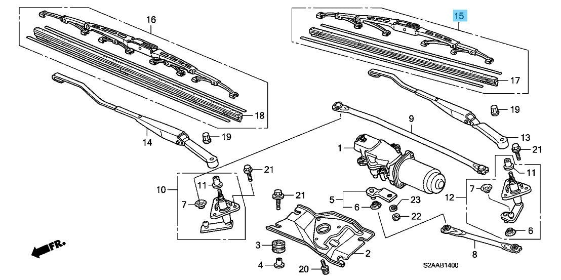 HONDA S2000 AP1/2 '00-09 Genuine Windshield Wiper Blade LH 76620-S2A-A01 LHD OEM