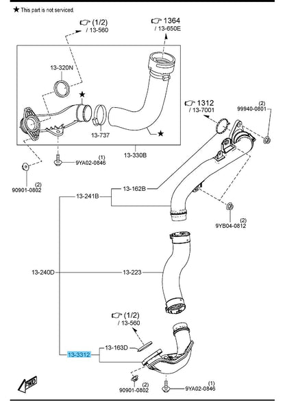 MAZDA CX-5 KF2P KF5P KFEP 2019-2024 Genuine Air Intake Pipe SH01-13-33XF OEM