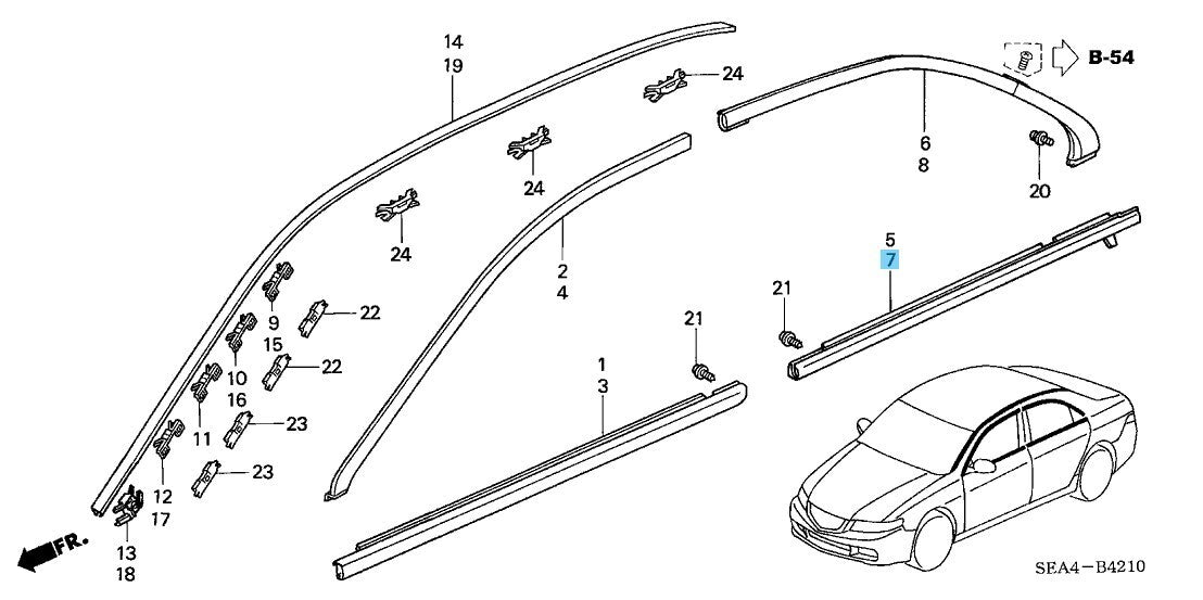HONDA ACURA TSX CL9 '04-07 Genuine Rear Door Molding LH 72950-SEA-013 OEM