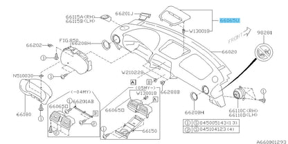 SUBARU IMPREZA WRX STI GDB '02-05 Genuine Upper Center Panel 66065FE050OE OEM