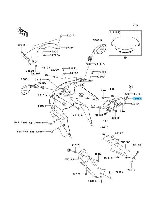 KAWASAKI NINJA ZX-6RR ZX600 03-04 Genuine Meter & Mirror Bracket 11053-1074 OEM
