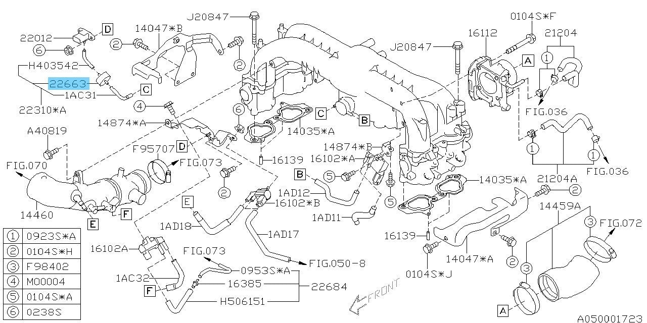 SUBARU OUTBACK BR# 2010-2012 Genuine Pressure Sensor Filter 22663AA010 OEM