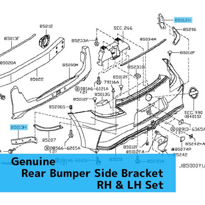 NISSAN 370Z Z34 2009-2016 Genuine Rear Bumper Side Bracket RH & LH Set OEM