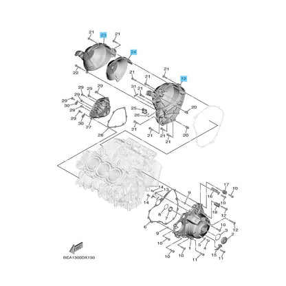 YAMAHA XSR900 2022-2024 Genuine Crankcase Cover 2(RH) Related Parts Set OEM