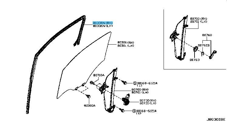 NISSAN NV200 M20 Genuine Front Door Glass Run Rubber RH 80330-5LA0B OEM