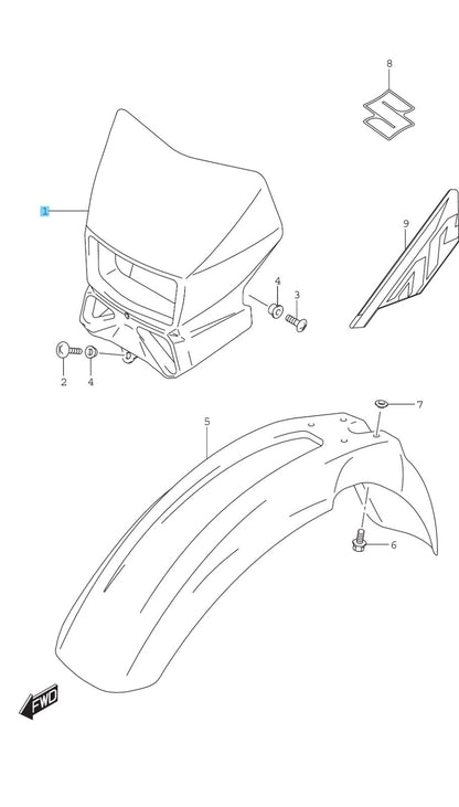 SUZUKI DR-Z400S 05-14 16-17 21-24 Genuine Headlamp Cover (Black) 51811-29F50-019