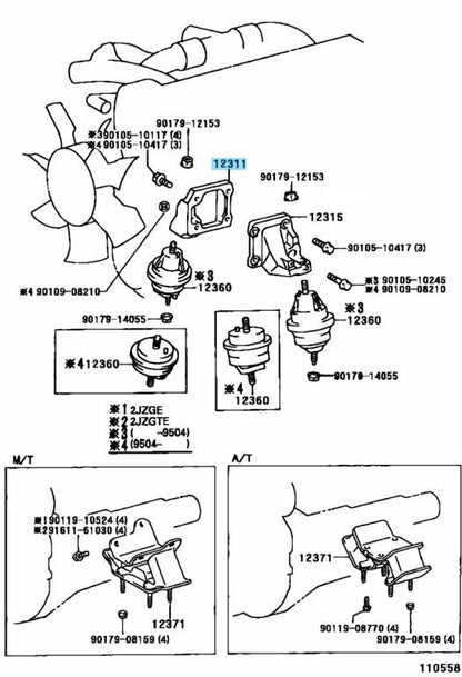 TOYOTA LEXUS Genuine 1JZ-GTE 2JZ-GE 2JZ-GTE Engine Mount Bracket Right Side OEM