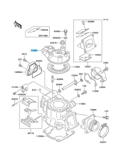 KAWASAKI KX100 1998-2009 2011-2013 Genuine Cylinder Head 11001-1463 OEM