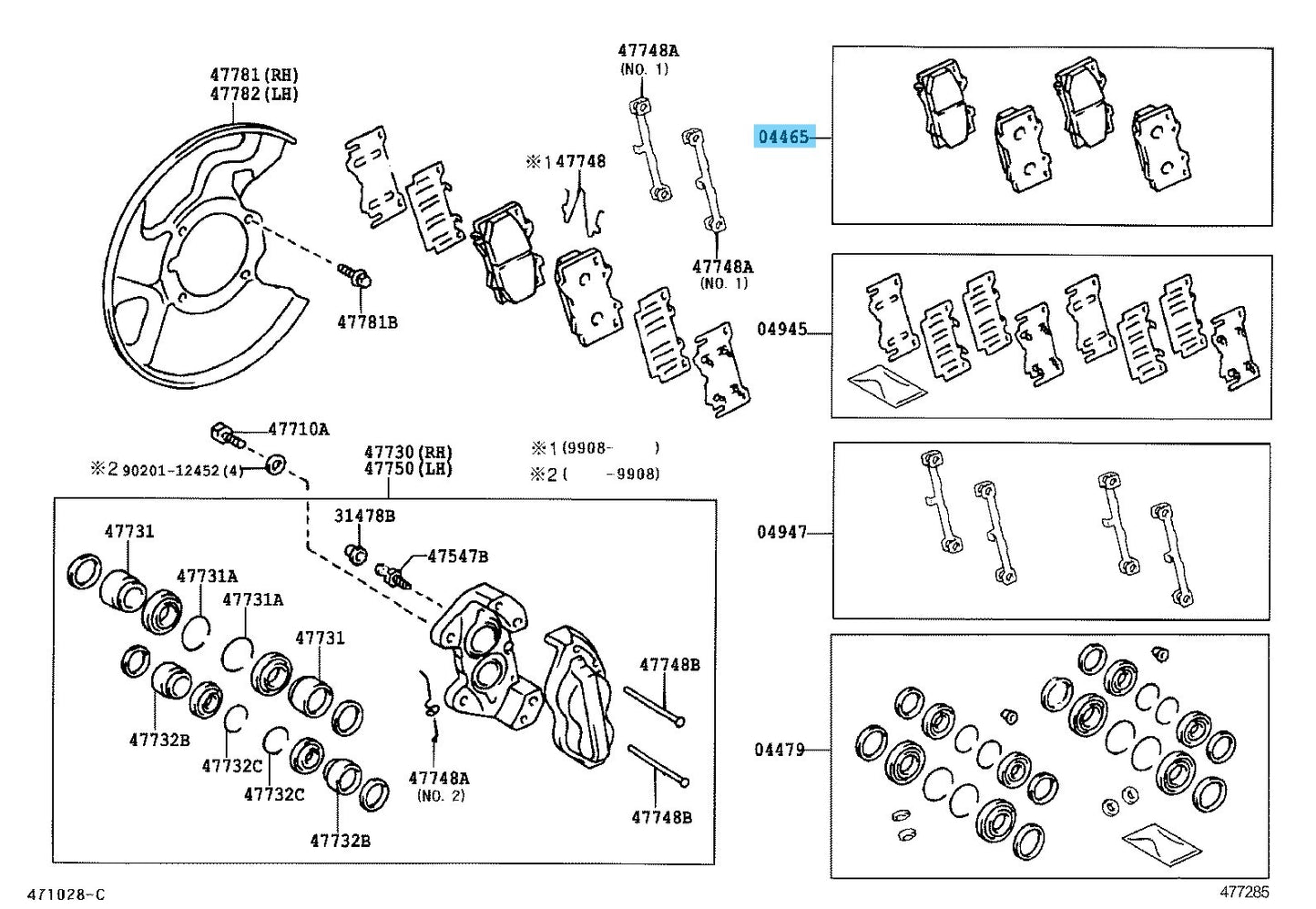 LEXUS LX470 UZJ100 2002-2007 Genuine Front Disc Brake Pad Kit 04465-60230 OEM