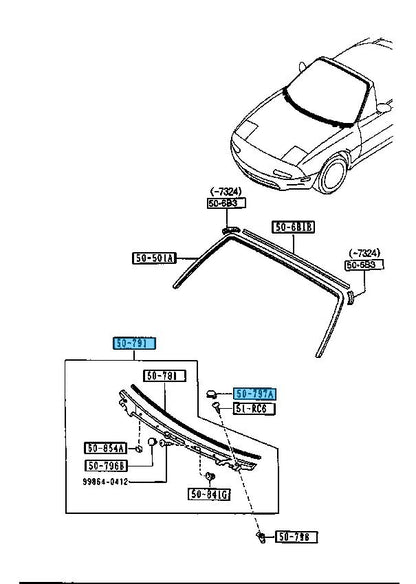 MAZDA MX-5 MIATA NA NB 1990-2005 Genuine Cowl Grille NA01-50-790E OEM With Cap