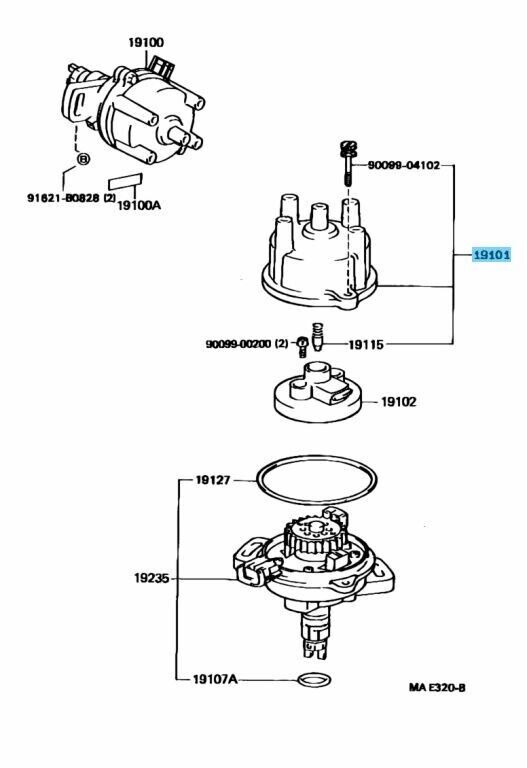 TOYOTA STARLET EP82 EP91 90-99 Genuine Distributor Cap Sub-Assy 19101-11080 OEM