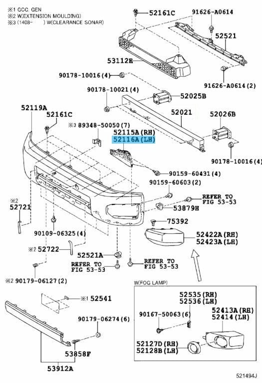 TOYOTA FJ CRUISER GSJ1# 07-14 Genuine Front Bumper Side Support LH 52116-35110