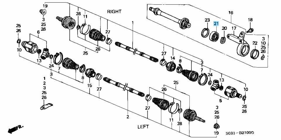 HONDA CIVIC INTEGRA DEL SOL ACCORD Genuine Half Shaft Bearing 91057-SR3-008 OEM