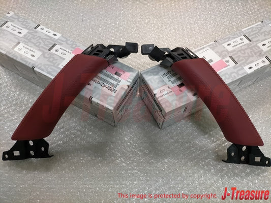 NISSAN GT-R R35 14-16 Genuine Red Leather Door Pull Handle Right & Left Set OEM